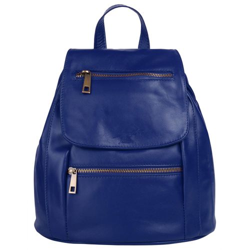 Cityrucksack SAMANTHA LOOK Gr. B/H/T: 24cm x 27cm x 11cm, blau Rucksäcke echt Leder, Made in Italy