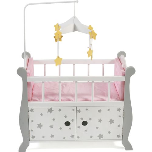 Puppenbett CHIC2000 "Stars Grau" Puppenmöbel grau (stars grau) Kinder aus Holz mit Mobile