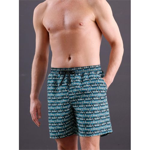 Badeshorts FEEL GOOD, Herren, Gr. 6, Normalgrößen, blau (topas, sesam, bedruckt), Polyester, Badehosen