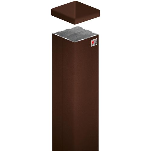 Zaunpfosten KM ZAUN, braun, B:7cm H:70cm T:7cm, Aluminium, Zaunpfosten, BxTxH: 7x7x70 cm