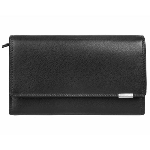 Geldbörse BODENSCHATZ, schwarz, Leder, beschichtet, leicht glänzend, klassisch, Kleinlederwaren, echt Leder