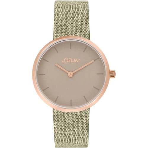 Quarzuhr S.OLIVER Armbanduhren rosa (khaki) Damen Armbanduhr, Damenuhr, analog, Textilarmband