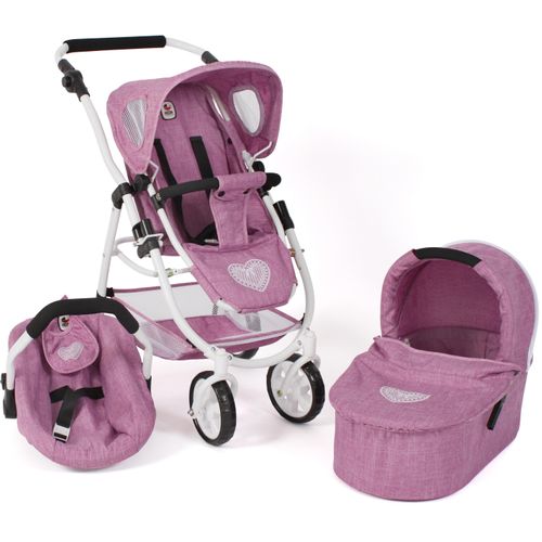 Kombi-Puppenwagen CHIC2000 "Emotion All In 3in1, Jeans Pink" Puppenwagen rosa (jeans pink) Kinder inkl. Babywanne, Babyschale und Sportwagenaufsatz