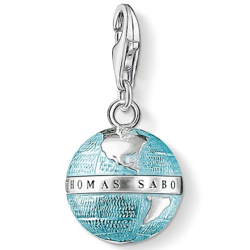 Charm-Einhänger THOMAS SABO "Weltkugel, 0754-007-1" Charms bunt (silberfarben-blau) Damen