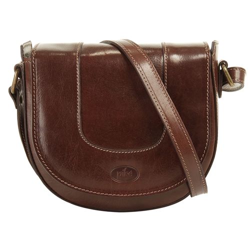 Umhängetasche PIKÉ, Damen, Gr. B/H/T: 20cm x 18cm x 8cm onesize, braun, Leder, glänzend, beschichtet, Taschen, echt Leder, Made in Italy
