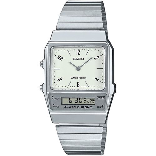 Chronograph CASIO VINTAGE Armbanduhren edelstahlfarben, creme Damen Quarzuhr, Armbanduhr, Damenuhr, Herrenuhr, Edelstahlarmband, analog