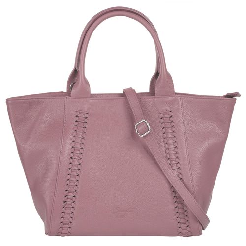 Shopper SAMANTHA LOOK Gr. B/H/T: 32cm x 22cm x 9cm onesize, lila (violett) Damen Taschen echt Leder, Made in Italy