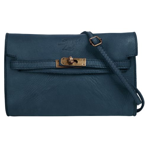 Umhängetasche SAMANTHA LOOK, Damen, Gr. B/H/T: 23cm x 16cm x 3cm onesize, blau, Leder, vintage, Taschen, echt Leder, Made in Italy