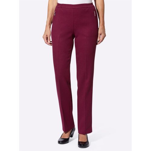 Bügelfaltenhose CLASSIC BASICS, Damen, Gr. 19, Kurzgrößen, rot (bordeaux), 100% Polyester, gemustert, gestreift, lang, Hosen