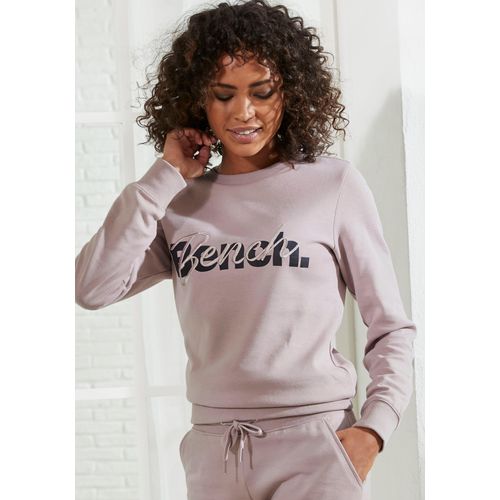 Sweatshirt BENCH. LOUNGEWEAR Gr. 48/50, rosa (rauchrosa) Damen Sweatshirts mit Logodruck und Stickerei, Loungeanzug