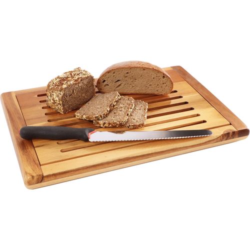 Brotschneidebrett APS Schneidebretter Gr. B/H/L: 32cm x 2,5cm x 48cm, braun mit Krümelfach