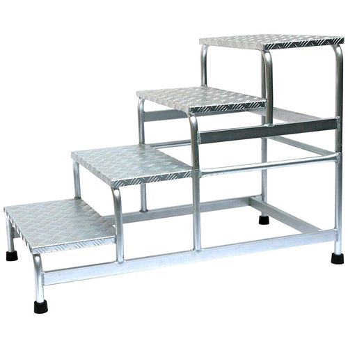 SZ METALL Trittleiter Leitern Aluminium, 4-stufig Gr. B/H/L: 61cm x 78cm x 113cm, grau (aluminiumfarben)