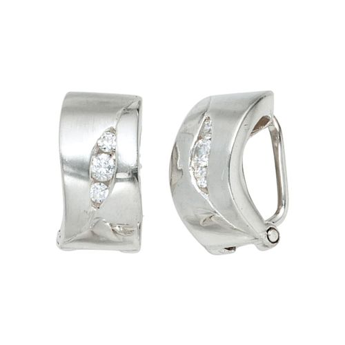 Paar Ohrclips JOBO, silber (silber 925), Ohrringe, Damen, Silber 925 (Sterlingsilber), 925 Silber mit Zirkonia