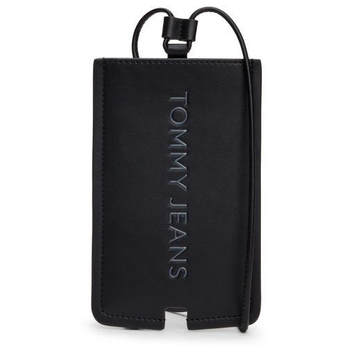 Handytasche TOMMY JEANS Gr. B/H/T: 10,8cm x 17,5cm x 0,4cm, schwarz Damen Taschen