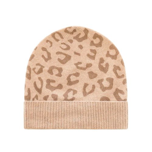 Strickmütze ZWILLINGSHERZ beige (hellbeige) Damen Mützen mit modernem Leopardenmuster