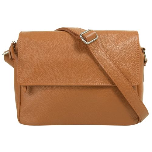 Umhängetasche SAMANTHA LOOK, Damen, Gr. B/H/T: 22cm x 18cm x 10cm onesize, braun (cognac), Leder, unifarben, Taschen, echt Leder, Made in Italy