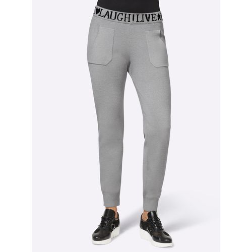 Jogger Pants HEINE Gr. 42, Normalgrößen, grau (steingrau, meliert) Damen Hosen