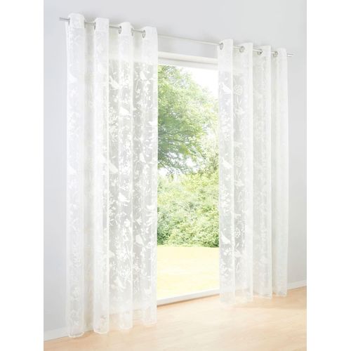 Gardine HEINE HOME Gr. 2, weiß (sanftes weiß), B:140cm H:175cm, Polyester, Leinen, Viskose, Gardinen