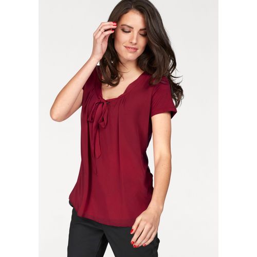 Shirtbluse ANISTON SELECTED Gr. 34, rot Damen Blusen mit gedoppeltem Vorderteil