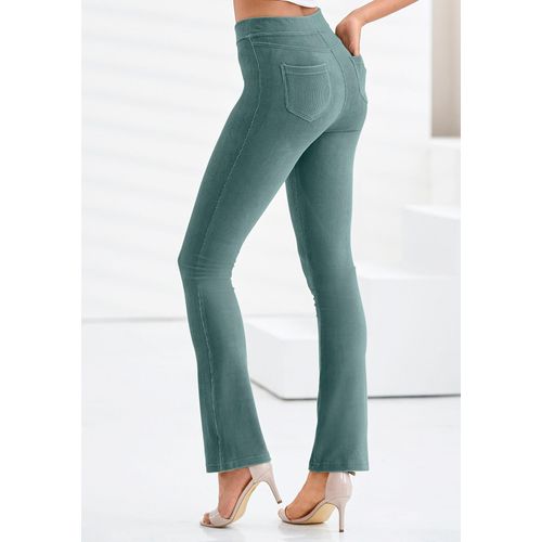 Jazzpants LASCANA, Damen, Gr. 40/42, N-Gr, blau (petrol), Cord, Obermaterial: 97% Polyester, 3% Elasthan, casual, Hosen, aus weichem Material in Cord-Optik, Loungewear