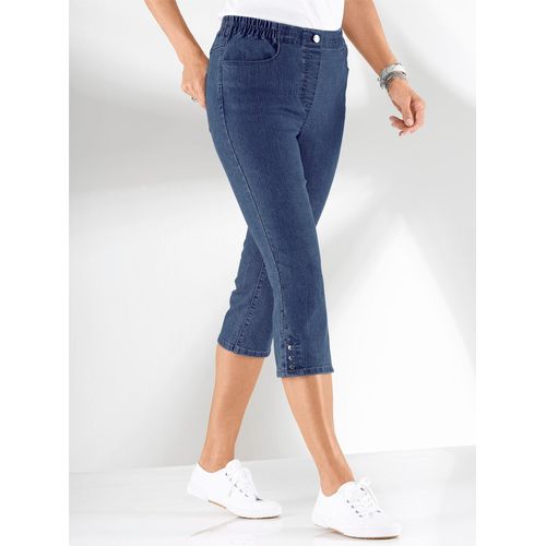 Caprijeans CLASSIC BASICS, Damen, Gr. 20, Kurzgrößen, blau (blau, stone, washed), 78% Baumwolle, 20% Polyester, 2% Elasthan, unifarben, 3/4-Länge, Jeans