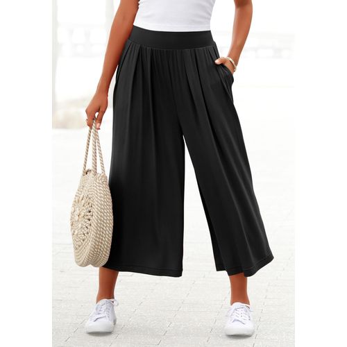 Culotte LASCANA Gr. 34, N-Gr, schwarz Damen Hosen mit extra-weitem Bein und Taschen, bequeme Jerseyhose