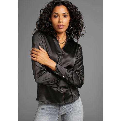 Satinbluse LAURA SCOTT Gr. 40, schwarz Damen Blusen in femininem Look - NEUE KOLLEKTION