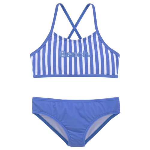 Bustier-Bikini BENCH. Gr. 134/140, N-Gr, blau (blau gestreift), Kinder, Recycling-Polyamid, gestreift, Bikini-Sets, mit trendigen Streifen