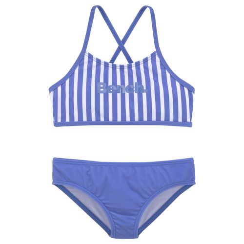 Bustier-Bikini BENCH., Kinder, Gr. 158/164, N-Gr, blau (blau gestreift), Recycling-Polyamid, gestreift, Bikini-Sets, mit trendigen Streifen