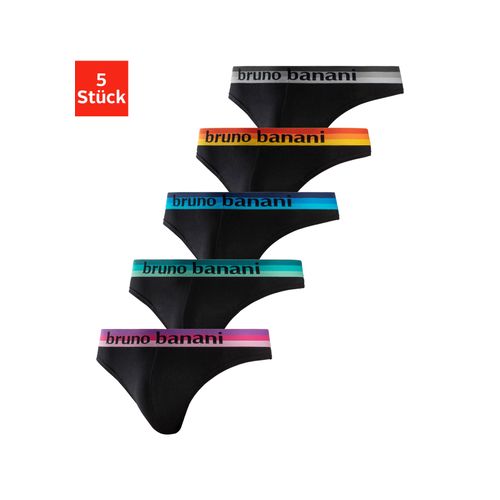String BRUNO BANANI, Herren, Gr. L, bunt (schwarz, blau, schwarz, pink, schwarz, mint, schwarz, gelb, schwarz, grau), Jersey, Obermaterial: 95% Baumwolle, 5% Elasthan, unifarben, körpernah, Unterhosen, mit Streifen Logo Webbund