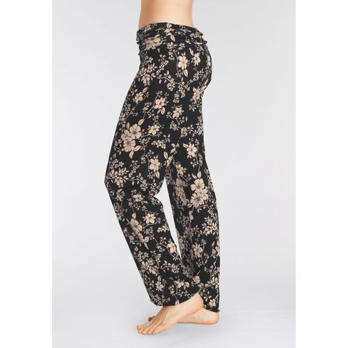 Haremshose BUFFALO Gr. 32/34, N-Gr, schwarz (schwarz mit blumen) Damen Hosen gerafftem Umschlagbund