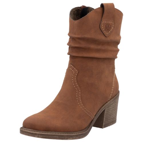 Westernstiefelette RIEKER Gr. 41, braun (cognac) Damen Schuhe Cowboyboots Cowboy-Stiefelette Stiefelette Cowboystiefelette, Boots, Blockabsatz, mit gerafftem slouchy Schaft