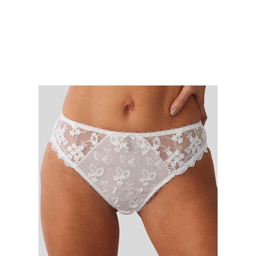 Slip LASCANA Gr. 40/42, weiß Damen Unterhosen Dessous mit schöner Blümchen-Stickereispitze