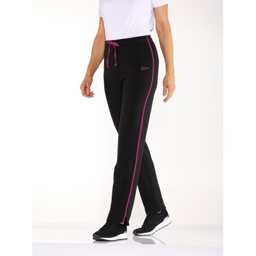 Sporthose CATAMARAN, Damen, Gr. 48/50, Normalgrößen, schwarz (schwarz, pink), 100% Baumwolle, unifarben, lang, Hosen