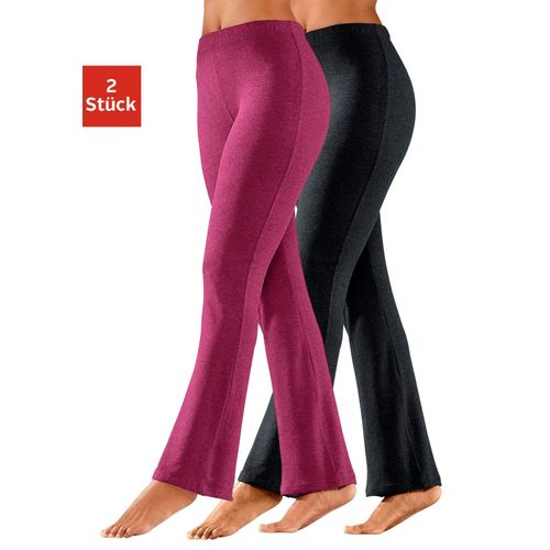 Jazzpants VIVANCE ACTIVE, Damen, Gr. 36/38, N-Gr, rosa (1x schwarz, 1x himbeere), Single Jersey, Obermaterial: 95% Baumwolle, 5% Elasthan. Obermaterial Melange: 60% Baumwolle, 35% Polyester, 5% Elasthan, unifarben, Basic, Basic lang, Hosen, mit leicht ausgestelltem Bein, Loungewear
