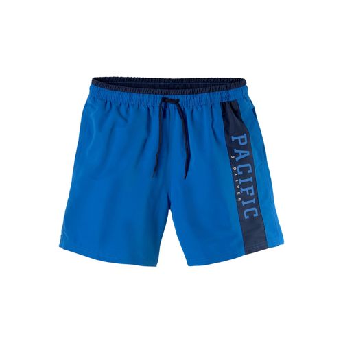 Badeshorts S.OLIVER, Herren, Gr. XL (54/56), N-Gr, blau, Polyester, unifarben mit Farbeinsatz, Badehosen, in verschiedenen Unifarben