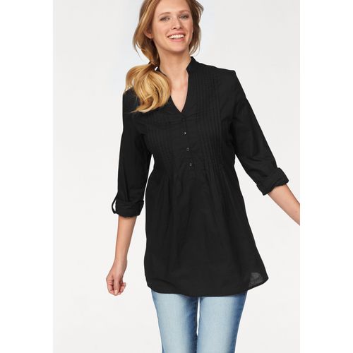 Longbluse ANISTON CASUAL Gr. 42, schwarz Damen Blusen mit dekorativer Biesenverarbeitung