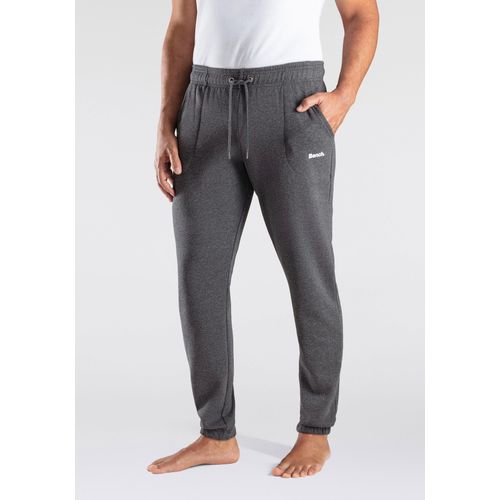 Sweathose BENCH. LOUNGEWEAR, Herren, Gr. 52/54 (L), N-Gr, grau (anthrazit, meliert), angeraute Sweatware, Obermaterial: 60% Baumwolle, 40% Polyester, unifarben, Basic, bequem lang, Hosen, mit Logoprint
