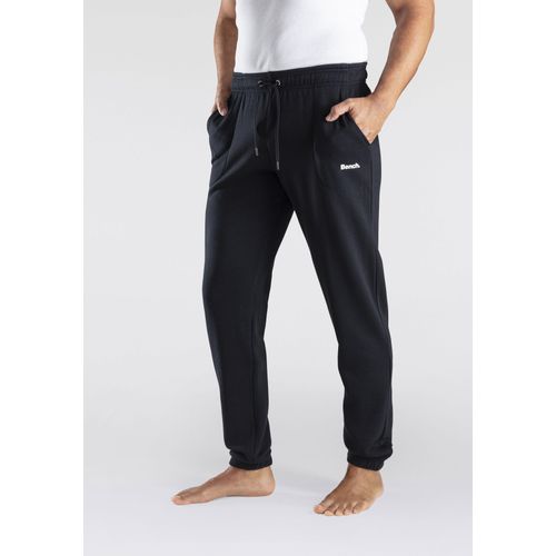 Sweathose BENCH. LOUNGEWEAR, Herren, Gr. 44/46, N-Gr, schwarz, angeraute Sweatware, Obermaterial: 60% Baumwolle, 40% Polyester, unifarben, Basic, bequem lang, Hosen, mit Logoprint