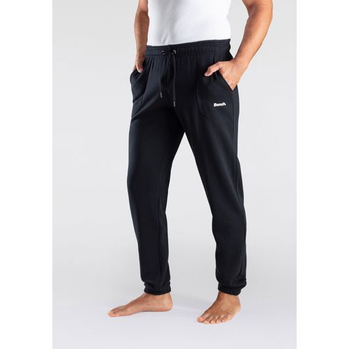 Sweathose BENCH. LOUNGEWEAR, Herren, Gr. 52/54 (L), N-Gr, schwarz, angeraute Sweatware, Obermaterial: 60% Baumwolle, 40% Polyester, unifarben, Basic, bequem lang, Hosen, mit Logoprint