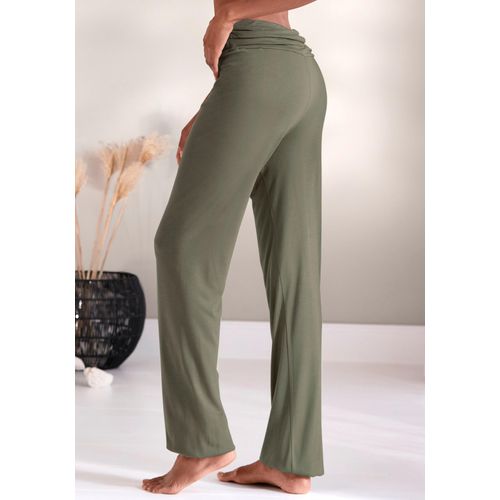 Haremshose BUFFALO Gr. 32/34, N-Gr, grün (khaki) Damen Hosen mit gerafftem Umschlagbund