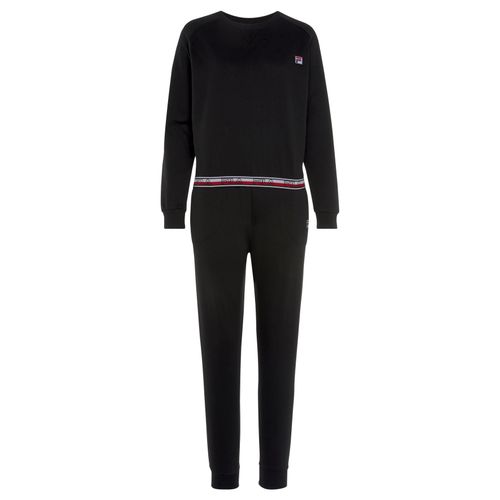 Pyjama FILA, Damen, Gr. M, schwarz, Obermaterial: 100% Baumwolle, unifarben, casual, bequem lang, Langarm elastischer Bund, Homewear-Sets