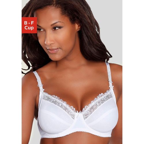 Bügel-BH NUANCE Gr. 85, Cup D, weiß (uni, weiß) Damen BHs mit wunderschöner Stickerei, Dessous