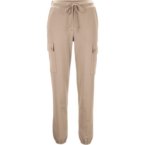 Jogger Pants HEINE, Damen, Gr. 46, Normalgrößen, beige, 70% Baumwolle, 25% Polyester, 5% Elasthan, unifarben, lang, Hosen