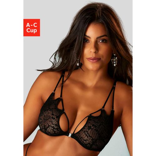 Bügel-BH JETTE, Damen, Gr. 75, Cup A, schwarz, Microtouch, Obermaterial: 88% Polyamid, 12% Elasthan, sexy, BHs, aus transparentem Netzmaterial mit Bänder-Look