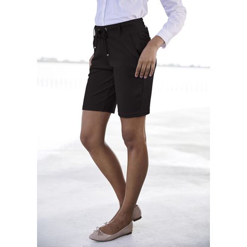 Shorts LASCANA Gr. 34, N-Gr, schwarz Damen Hosen mit Gürtelschlaufen und Bindeband, Loungewear