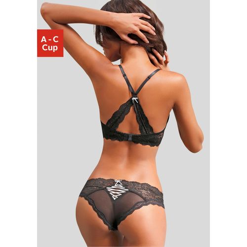 Set: Push-up-BH LASCANA Gr. 70 (32/34), Cup A, schwarz (schwarz, rosa) Damen BH-Sets BH Hochzeitsdessous BH-Set Bügel-BH Dessous-Set Push-up-BH Hochzeitswäsche mit zarter Spitze, sexy Dessous, Reizwäsche