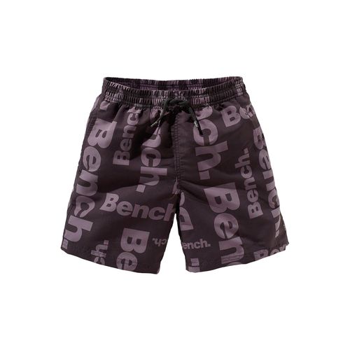 Badeshorts BENCH. Gr. 122/128, N-Gr, schwarz Kinder Badehosen mit allover Logodruck