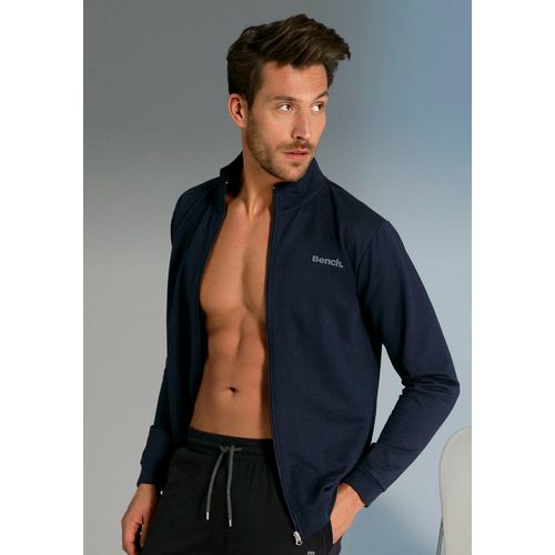 Sweatjacke BENCH. LOUNGEWEAR, Herren, Gr. 44/46 (S), blau (navy), Sweatware, Obermaterial: 60% Baumwolle, 40% Polyester, unifarben, hüftbedeckend, Rundhals, Langarm Rippbündchen, Sweatjacken, mit seitlichen Eingrifftaschen, aus leichter und bequemer Sweatware