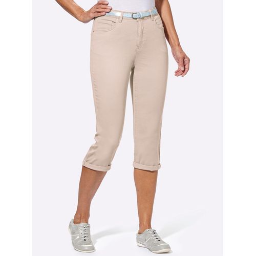 Caprijeans CASUAL LOOKS, Damen, Gr. 36, Normalgrößen, beige (sand), 98% Baumwolle, 2% Elasthan, unifarben, knielang, Jeans